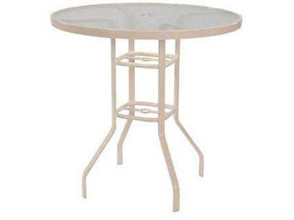 Glass Top Aluminum Round Balcony Table with Umbrella Hole