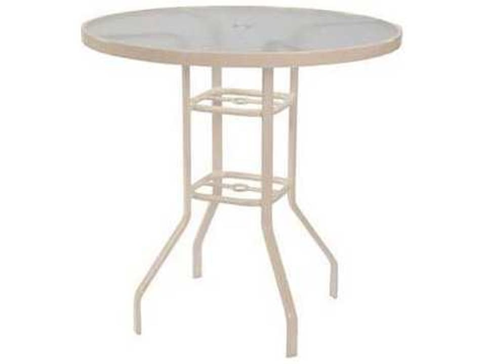 Glass Top Aluminum Round Balcony Table with Umbrella Hole