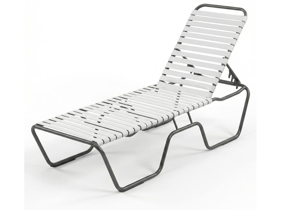 Country Club Strap Armless Chaise Lounge with Aluminum Skids