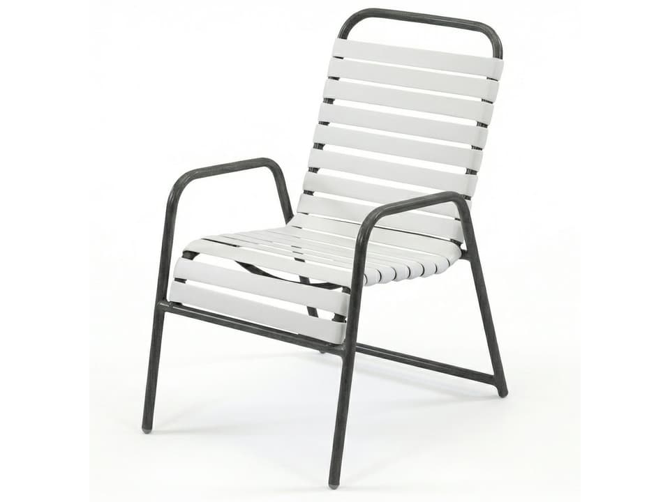 Country Club Aluminum Strap Stacking Dining Arm Chair