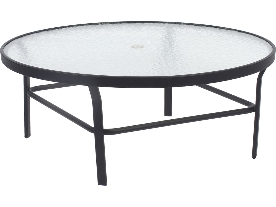 Windward Glass Top 42 Inch Round Balcony Table with Umbrella Hole |  PatioLiving