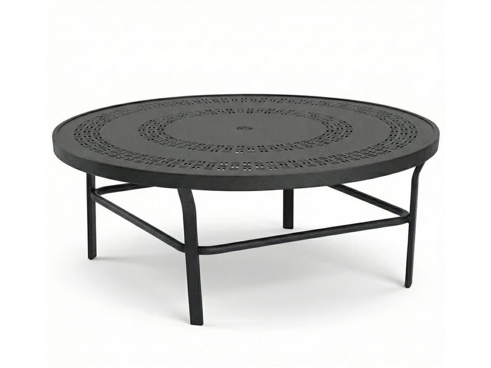 Mayan Punched Aluminum Aluminum Round Outdoor Conversation Table