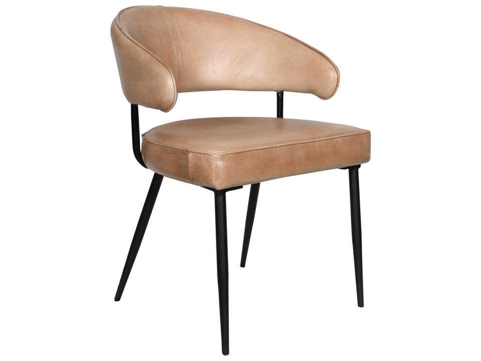 Brisben Accent Arm Chair Antique Ivory Leather Black Iron