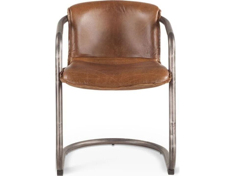 Chiavari Leather Dining Side Chair in Antique Ebony and Iron