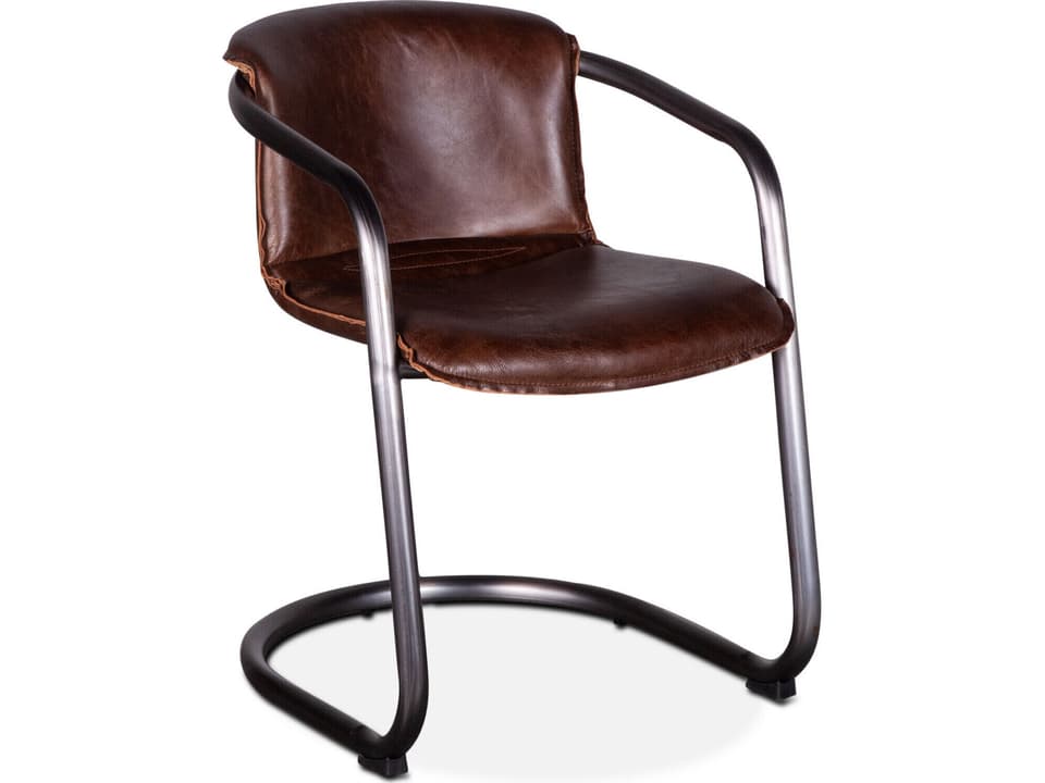 Chiavari Leather Dining Armchair in Distressed Antique Ebony Set of 2