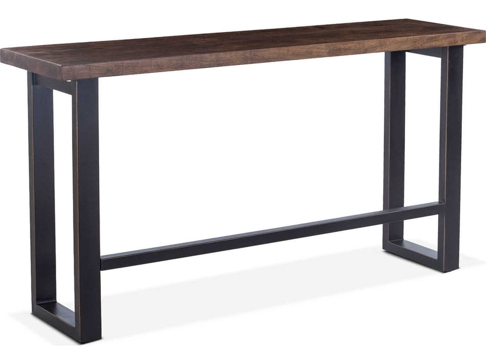 Amici 70-Inch Acacia Wood Counter Table in Walnut and Antique Zinc