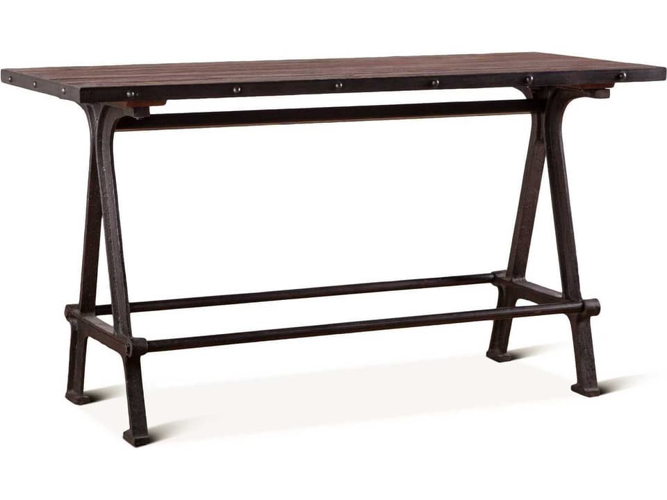 Paxton 66-Inch Rectangular Gathering Dining Table in Reclaimed Teak and Iron