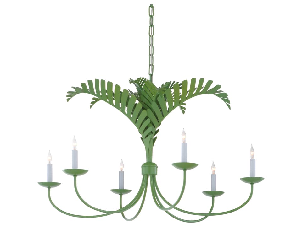 Meg Braff Collection Royal Palm 6-Light Chandelier in Spring Green