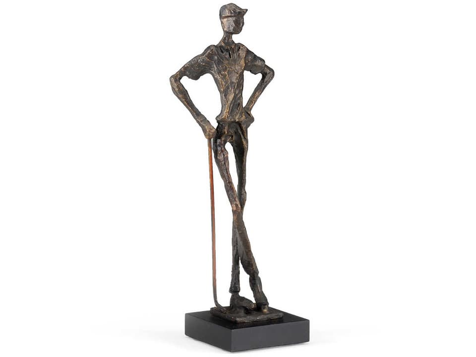 Musing Golfer Decorative Sculpture in Brown and Black Metal