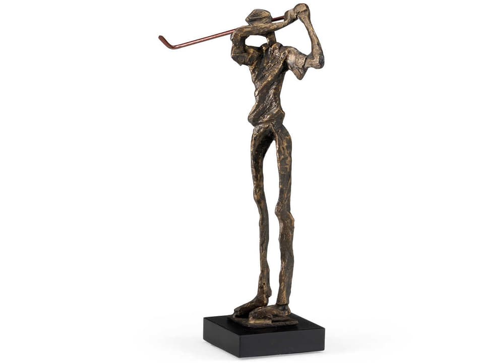 Swinging Golfer Metal Sculpture in Old Bronze Finish