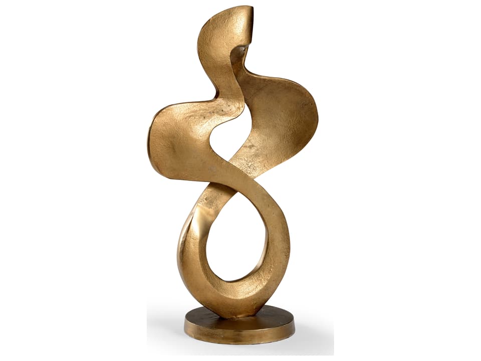 Swirl Sculpture Antique Gold Cast Aluminum Abstract Design