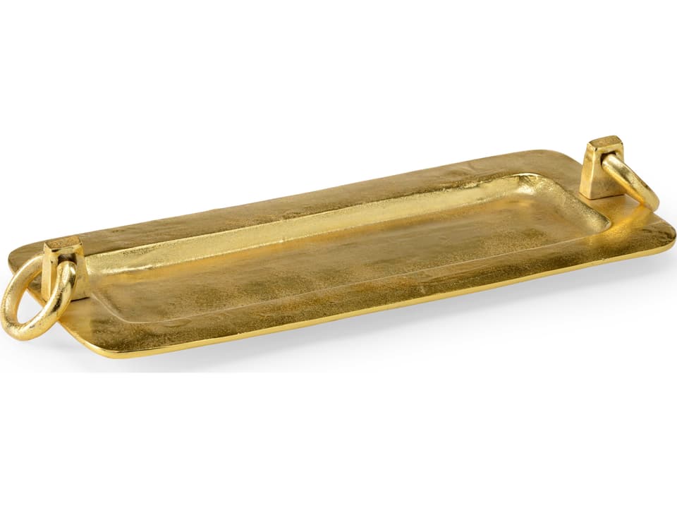 Tray with Rings Cast Aluminum Decorative Accent in Bright Gold