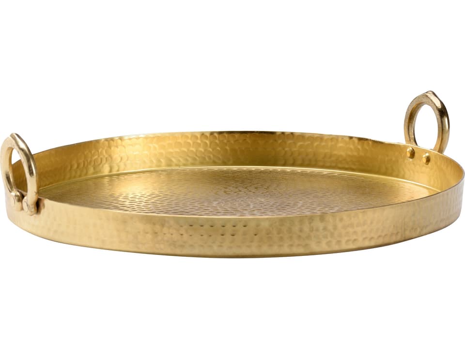 Hammered Serving Tray Large Antique Brass