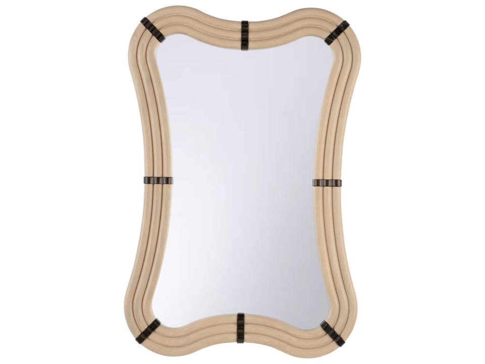 Perret Wall Mirror with White Oak Frame and Bronze Details