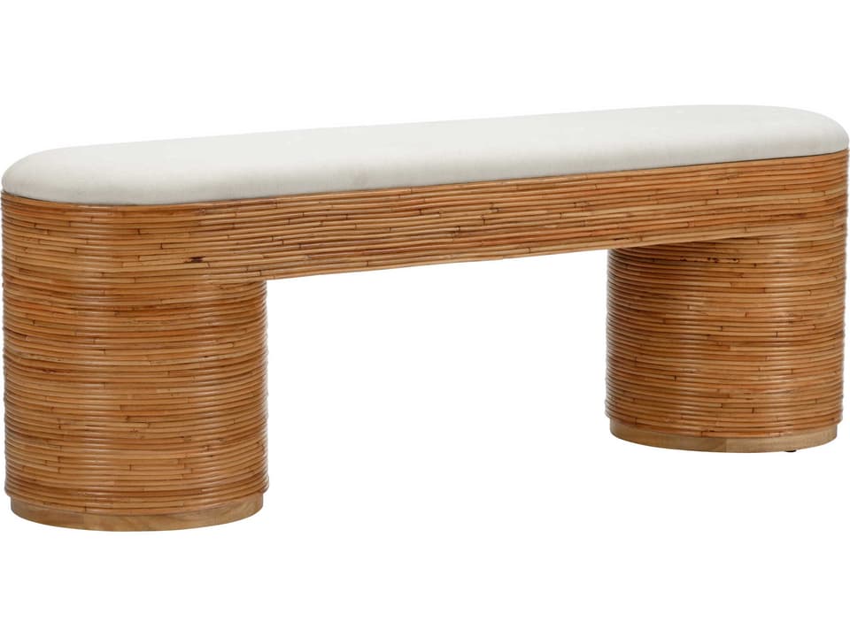 Easy Like Sunday Morning Natural Tan Upholstered Accent Bench