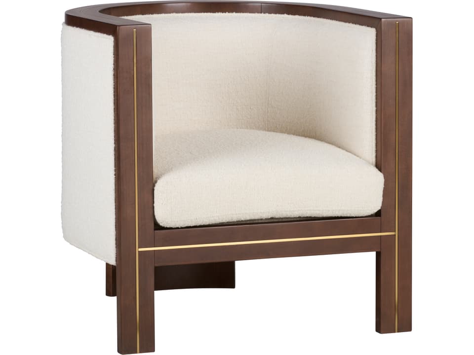 Ellington Upholstered Accent Chair in Cream Boucle and Walnut