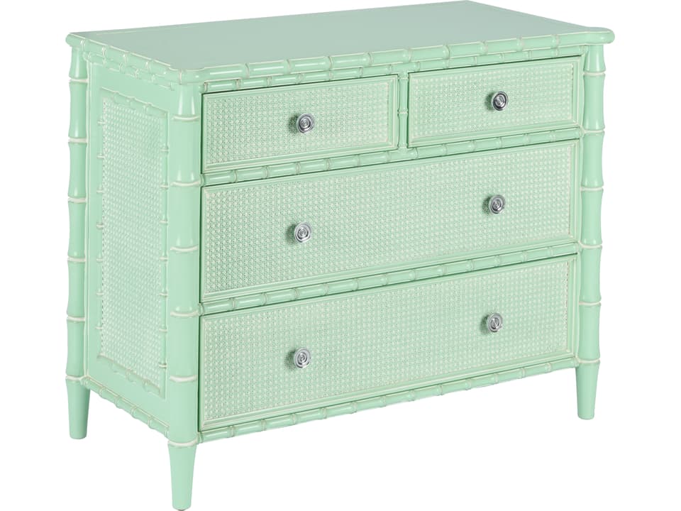 46" White Glaze Satin Nickel Accent Chest