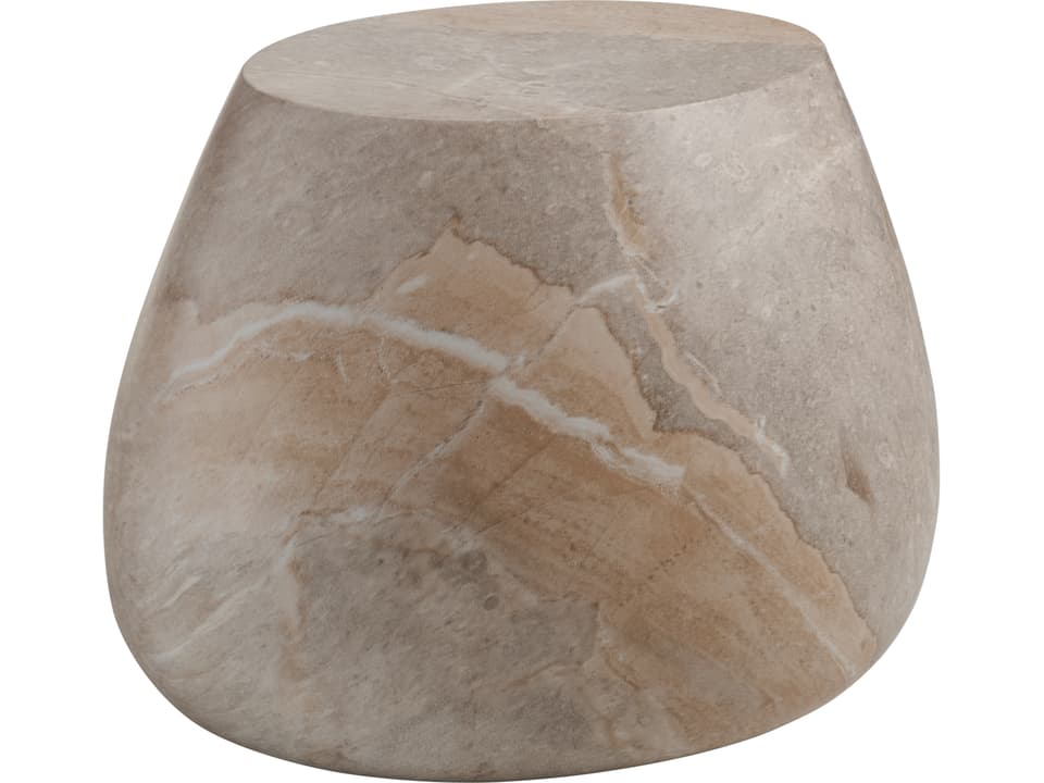 Luna Round Accent Table White Cream Marble Print Concrete
