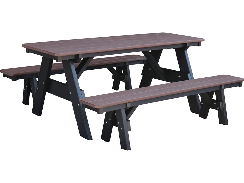 Heritage 72 Inch Rectangle HDPE Plastic Outdoor Picnic Table with Detached Benches