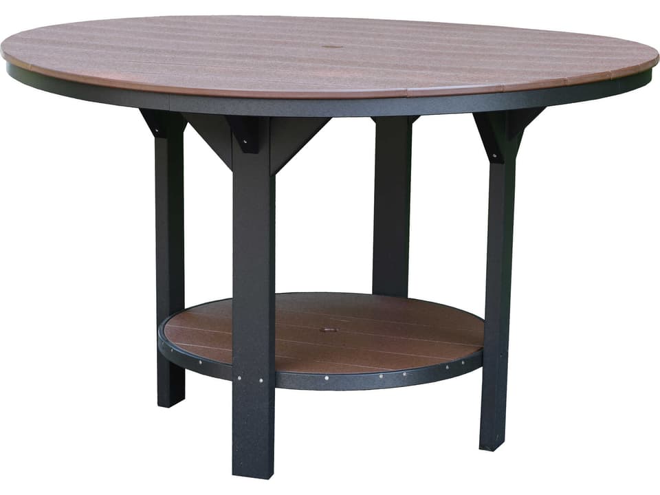Heritage Recycled Plastic Round Outdoor Patio Counter Table with Umbrella Hole