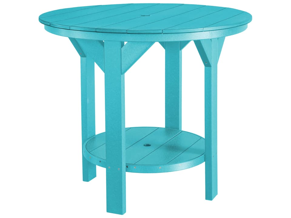 Heritage Recycled Plastic Round Patio Counter Table with Umbrella Hole