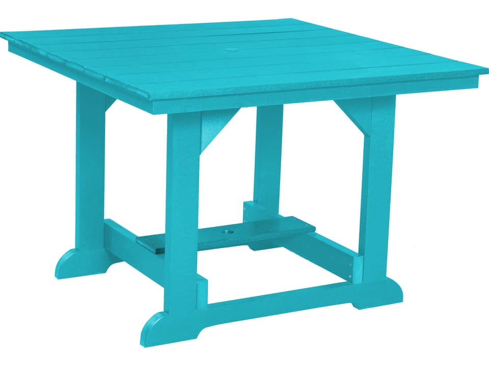 Heritage Recycled Plastic Square Outdoor Patio Dining Table with Umbrella Hole
