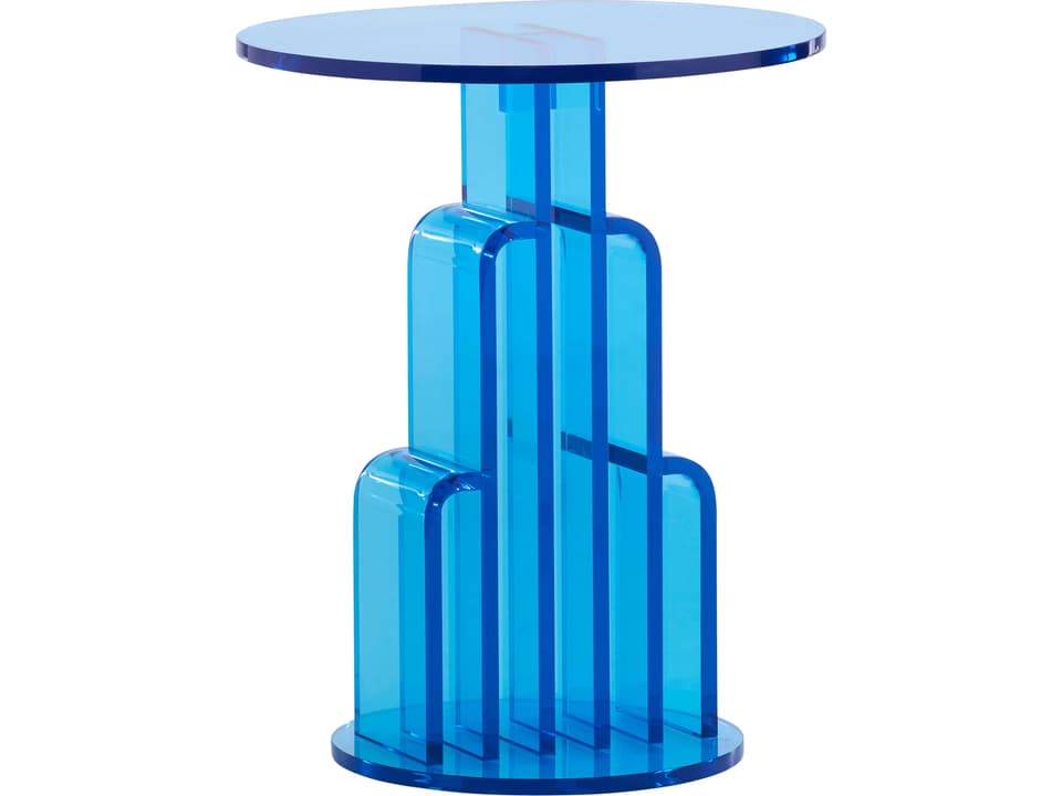 Round Acrylic Blue End Table