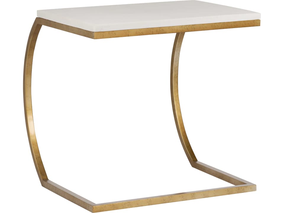 Rectangular Steel White cream End Table