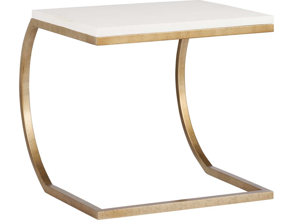 Rectangular Metal White cream End Table