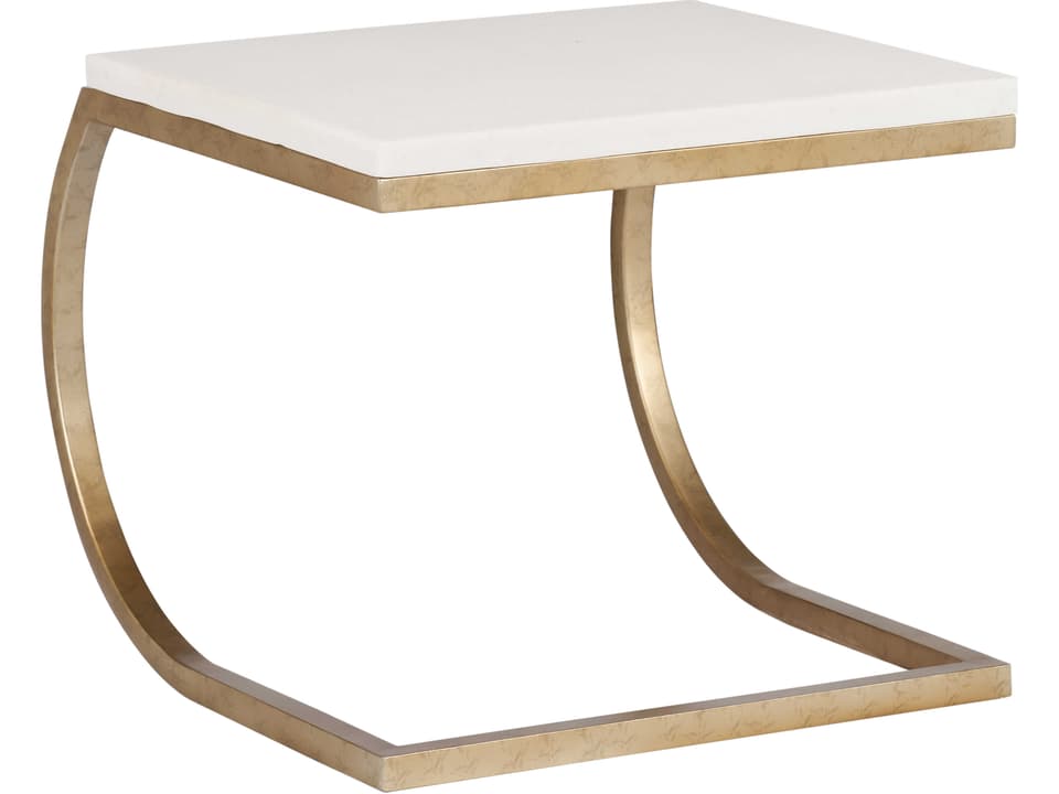 Ashland Small End Table with Stone-Like Top in Natural White