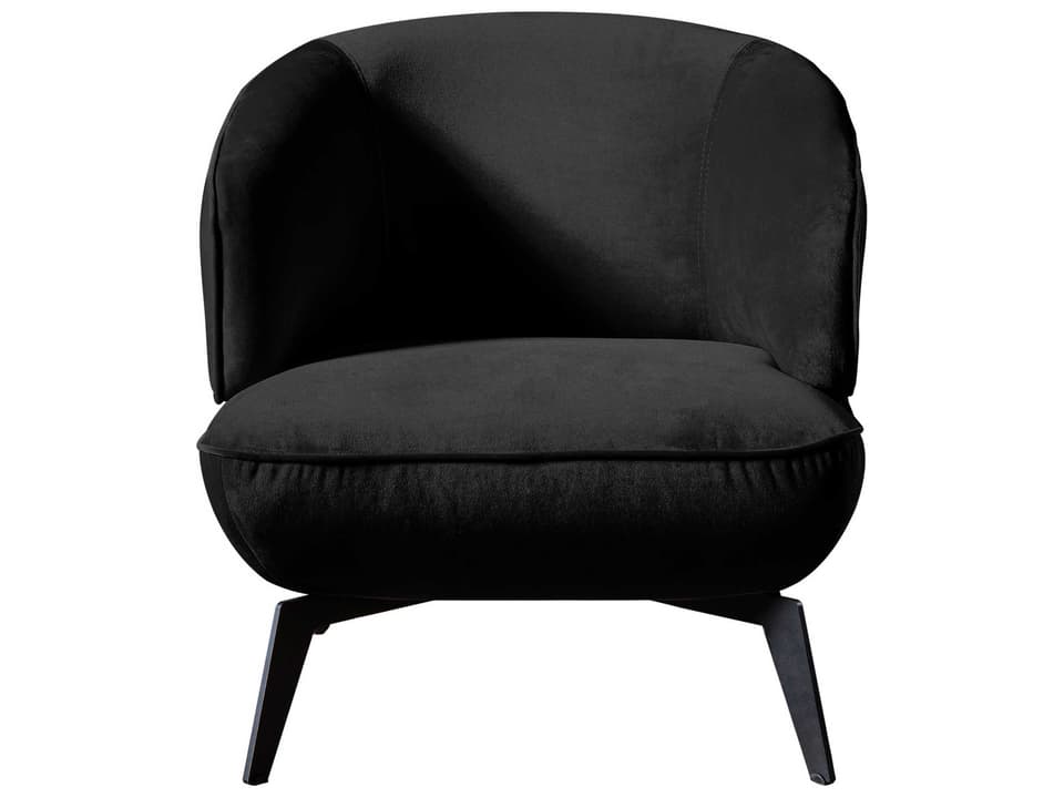 Mersin Black Velvet Accent Chair with Matte Black Powder Coated Steel Legs