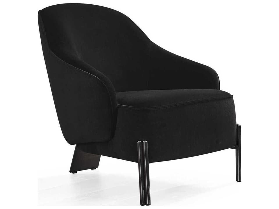 Favori Accent Armchair in Black Velvet with Smokey Grey Steel Support