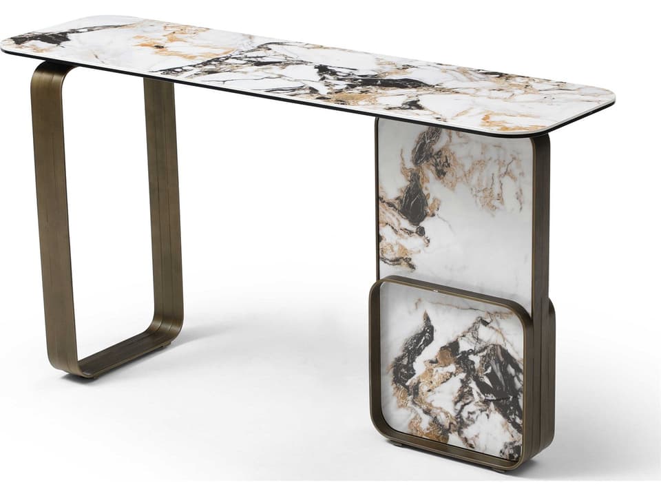 Kora Rectangular Glass White Console Table