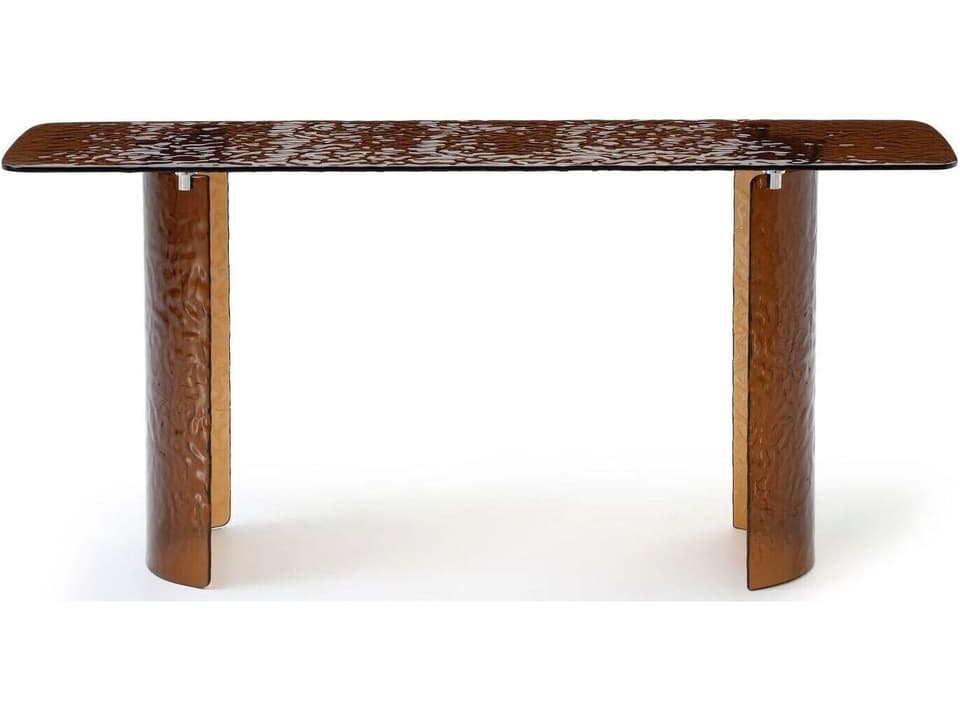 Rivelle Rectangular Console Table in Bronze Textured Glass