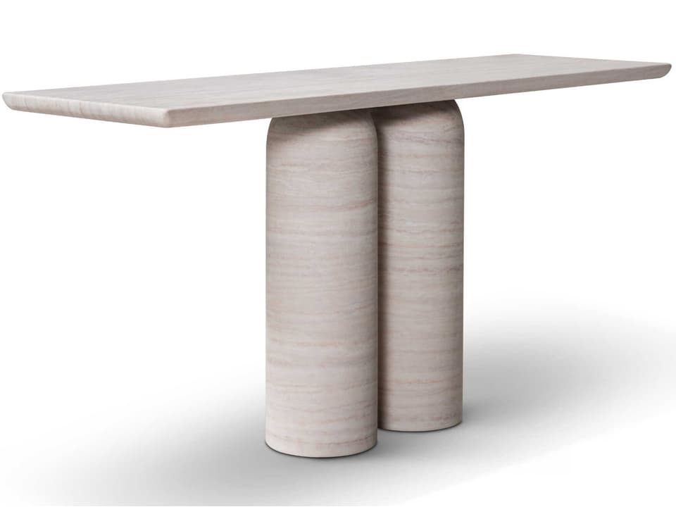 Rocca Rectangular Marble Beige Console Table