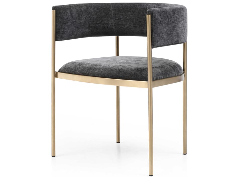 Envie Gold Upholstered Arm Dining Chair Set of 2