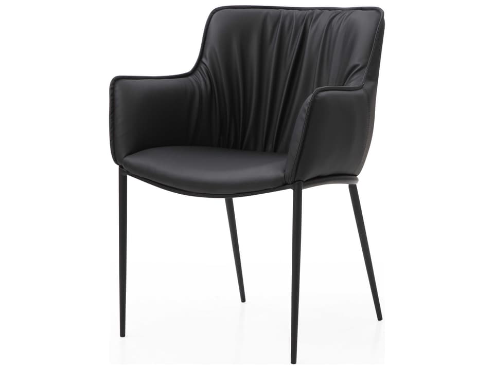 Tiffany Faux Leather Dining Armchair in Black with Powder-Coated Steel Frame