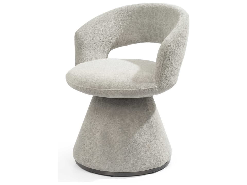 Portofino Dark Grey Boucle Dining Armchair with Brushed Gun Black Stainless Steel Base Ring