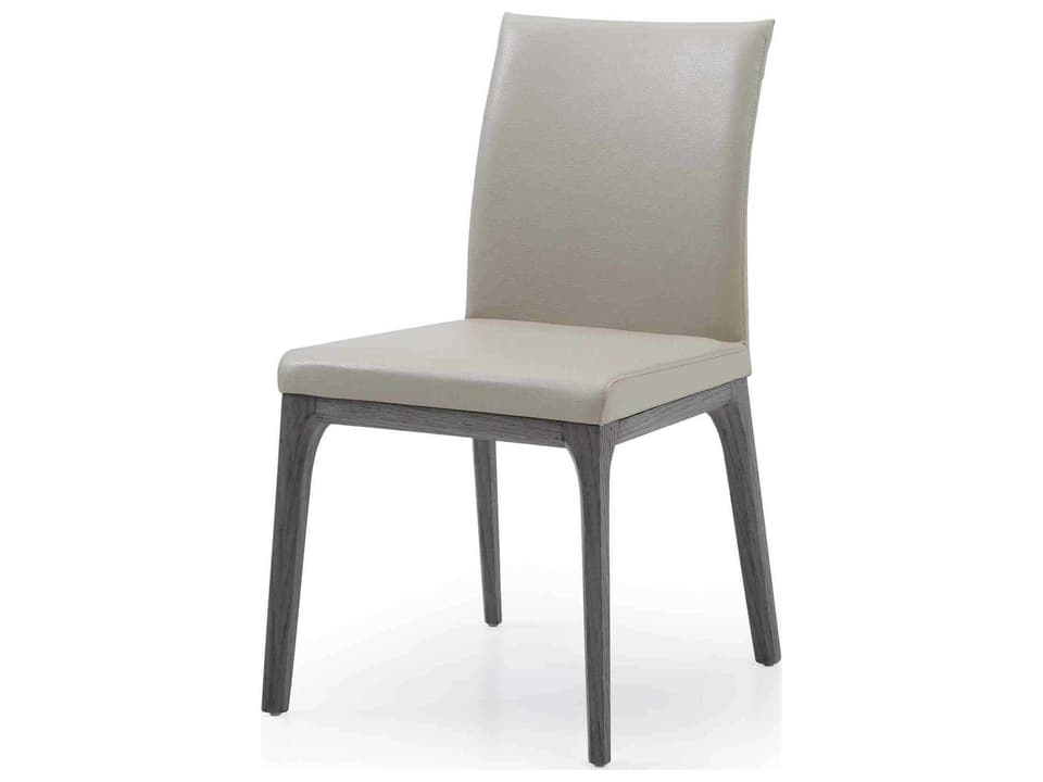 Stella Oak Wood Beige Faux Leather Armless Dining Chair Set of 2