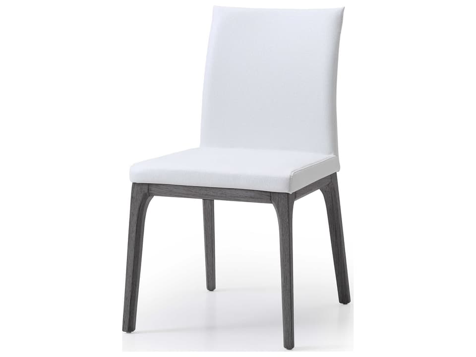 Stella Oak Wood White Faux Leather Armless Dining Chair Set of 2