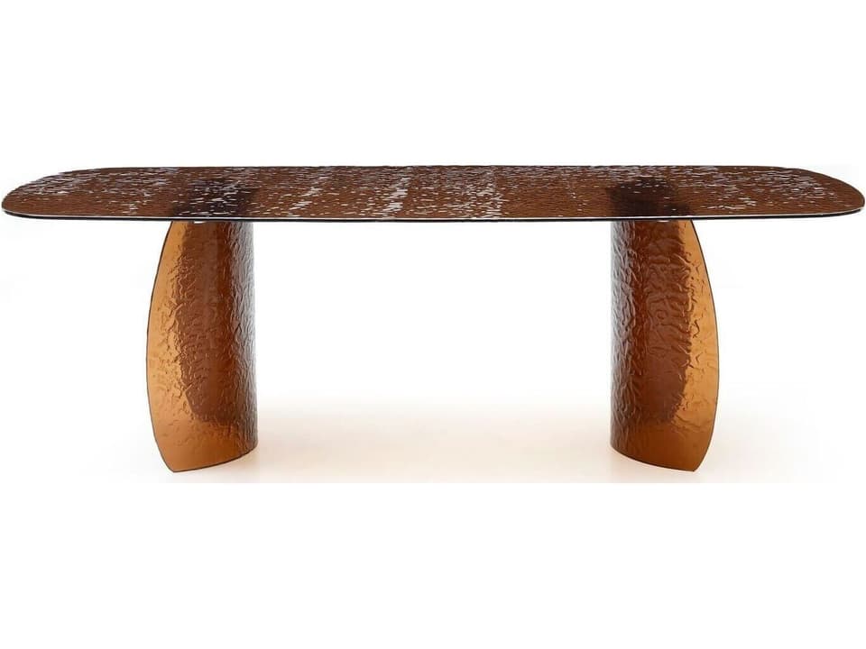 Rivelle Rectangle Glass Dining Table in Bronze Tinted Glass
