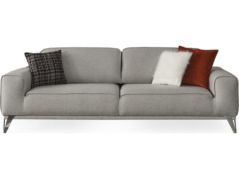 Bursa Light Grey Linen Sofa Bed with Polished Chrome Legs