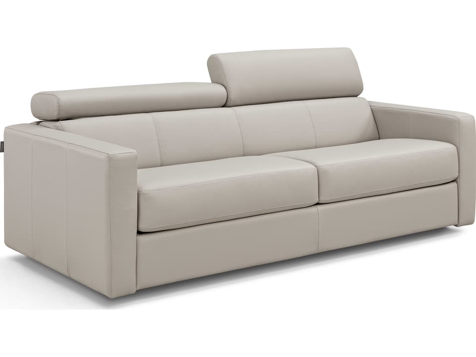 Balance Light Grey Leather Sleeper Sofa with Black Metal Legs