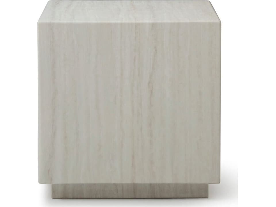 Iris Square Side Table in Beige Travertine Marble