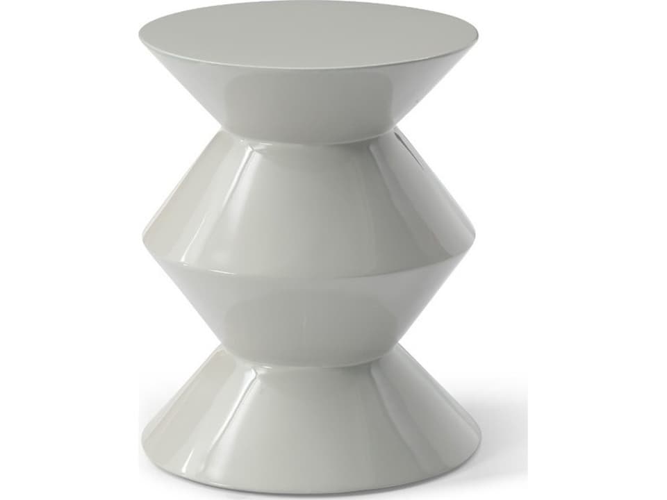 Joy Round Marble Side Table in Gloss Beige Lacquer