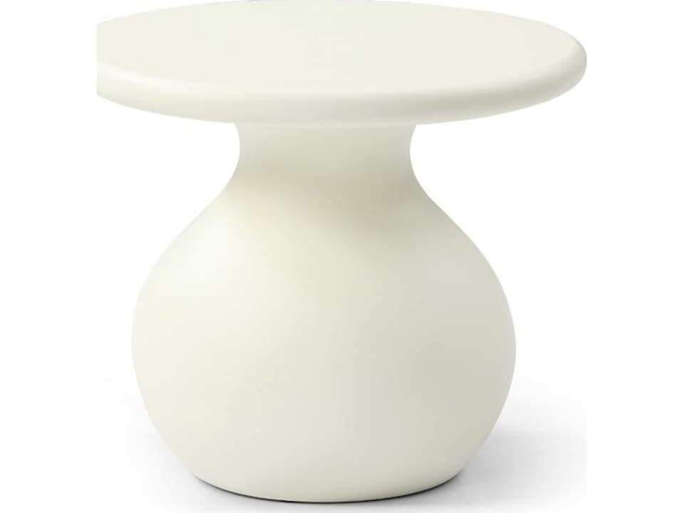 Luisa Round Side Table in Beige Fiberglass