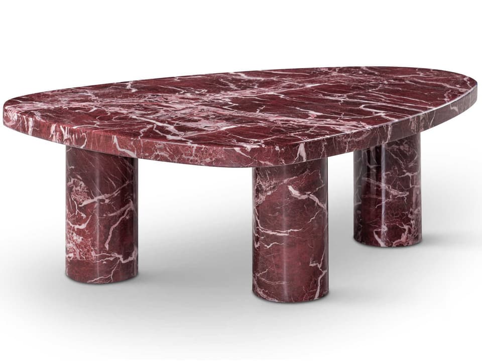 Amore Rectangle Side Table in Rosso Levanto Marble