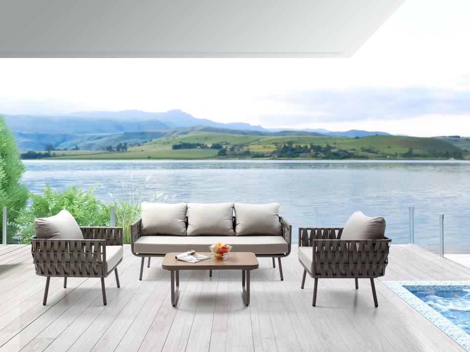 Oasis Taupe Aluminum Cushion Lounge Set