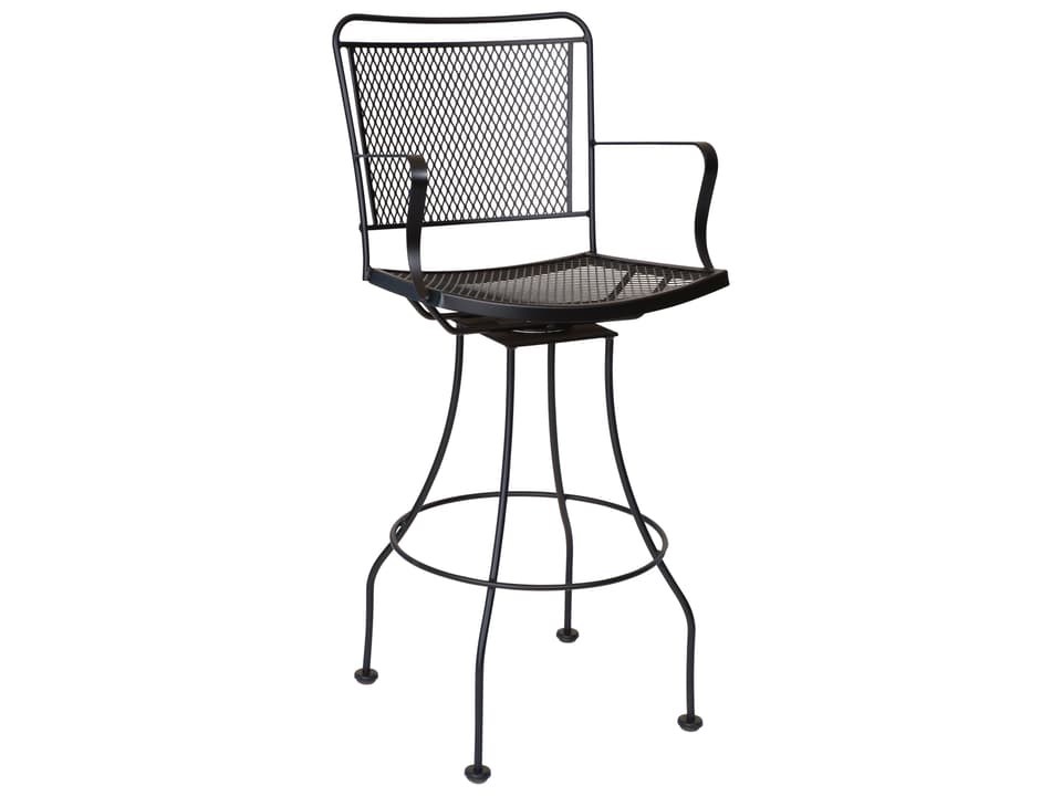 Constantine Wrought Iron Swivel Patio Bar Stool with Cushion