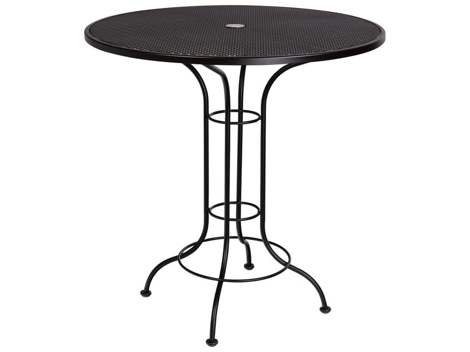 Aurora 42 Inch Round Wrought Iron Bar Height Table with Umbrella Hole